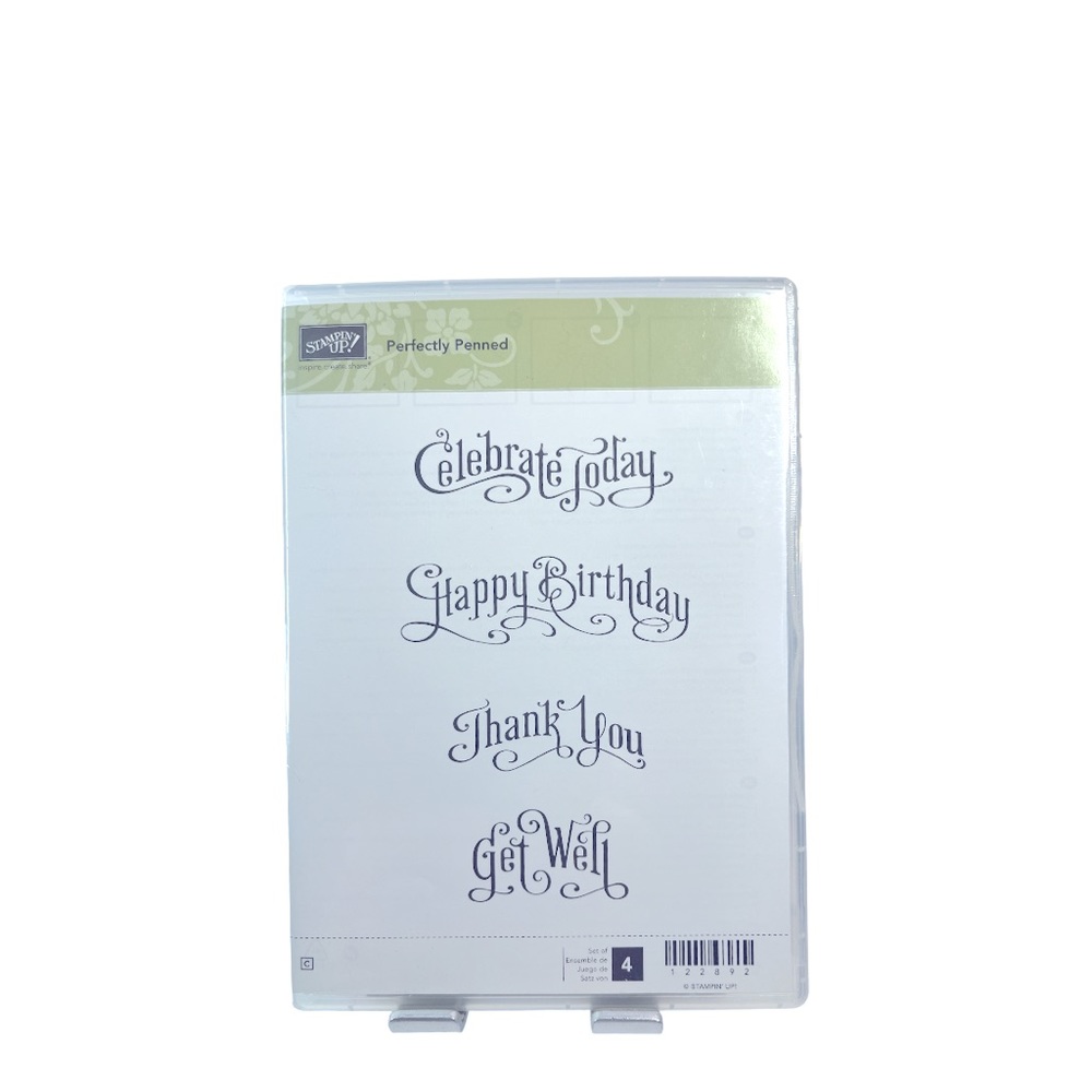 Stampin’ Up! “Perfectly Penned” Rubber Stamp Set of 4. Retired. Stamp Set 122892